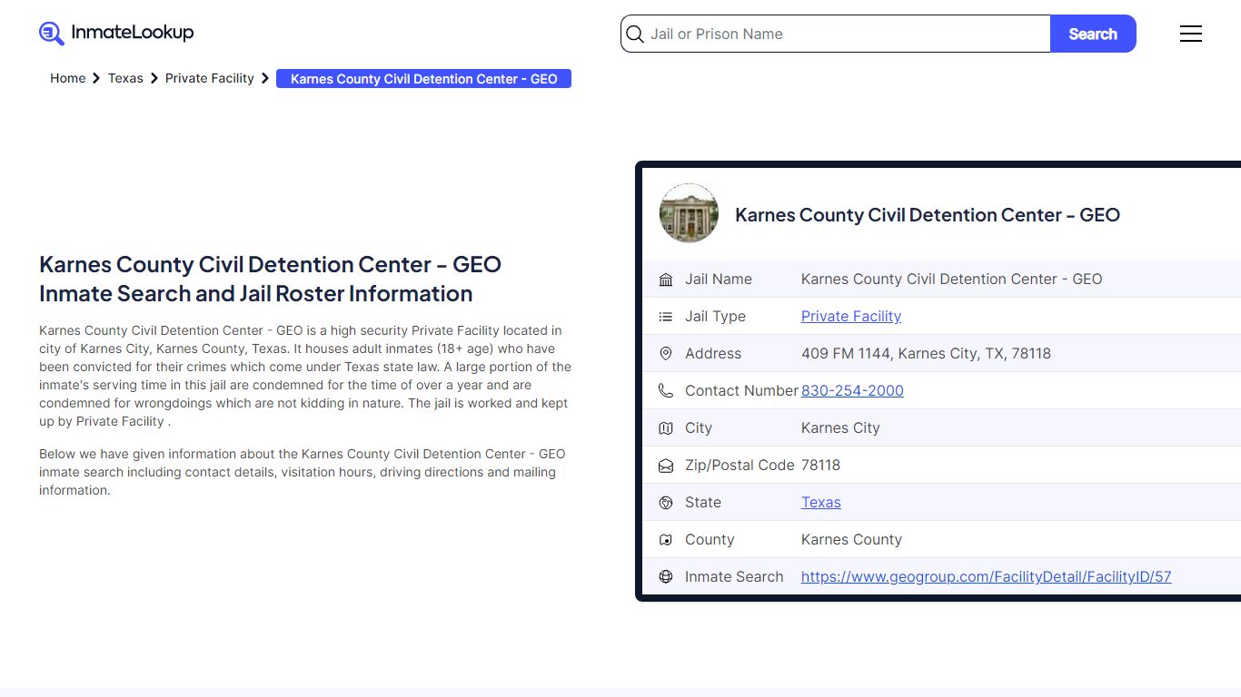 Karnes County Civil Detention Center - GEO Inmate Search and Jail ...
